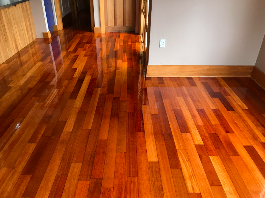 Refinished timber floor after floor sanding and polishing in Auckland